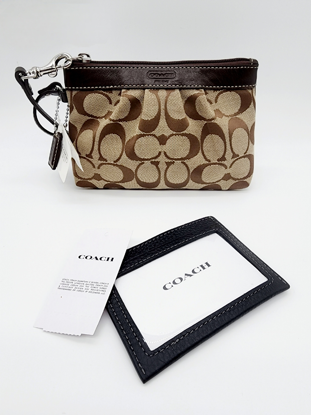 Coach Wristlet + Cardholder Canvas Leather New with Tags